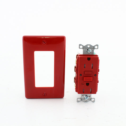 Hubbell GFTRST15RB Red 15A Self-Testing GFCI Tamper Resistant Receptacle w/Alarm