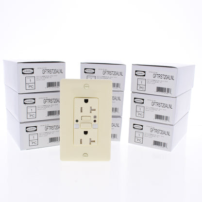 Hubbell GFTRST20ALNL Almond SelfTest GFCI Tamper Resist Outlet Nightlight 10pk