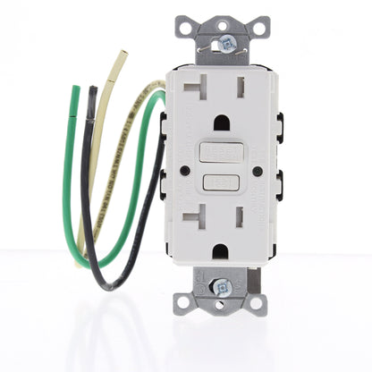Hubbell GFTRST20WP2 White 20A Self-Testing Tamper Resistant GFCI Outlet w/ Leads