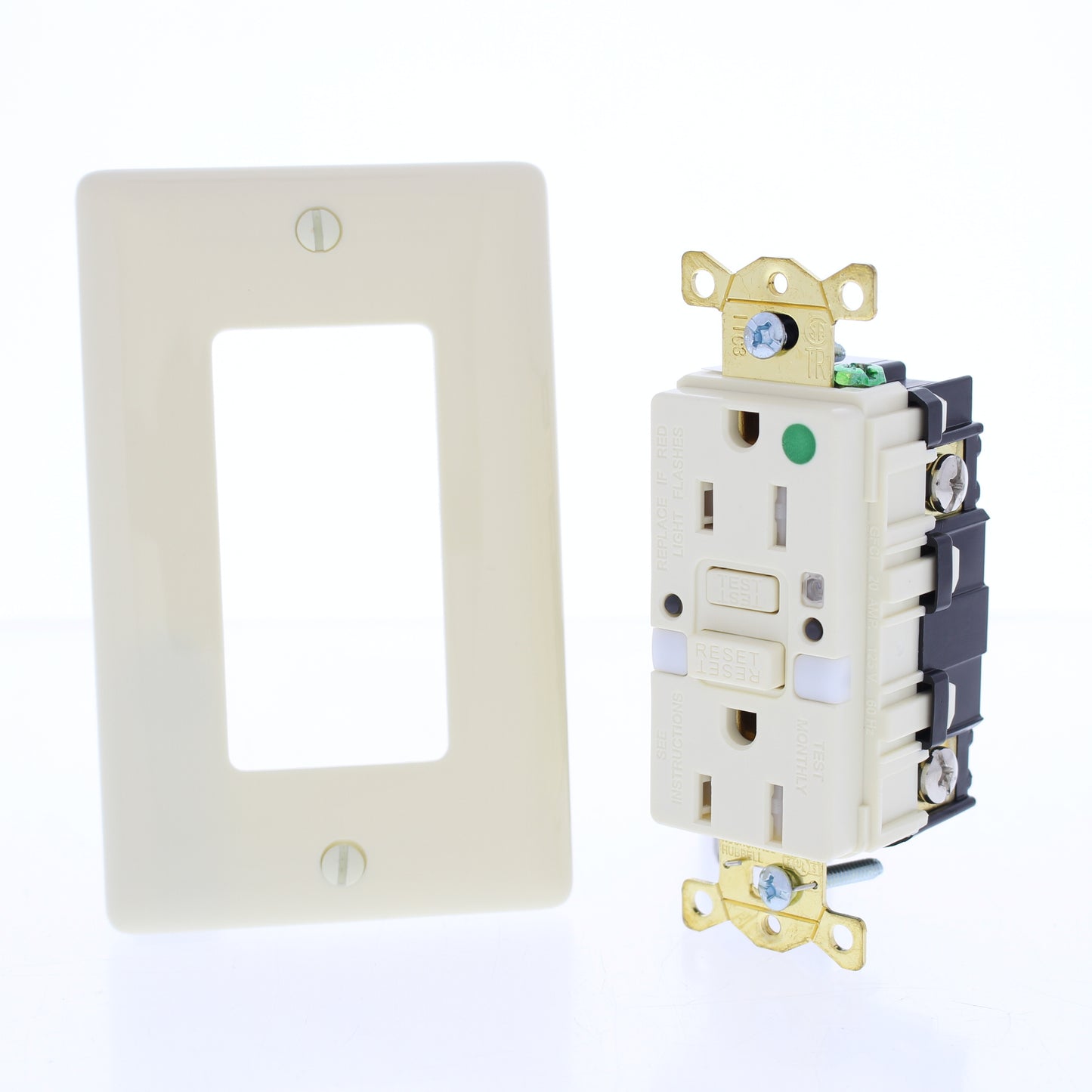 Hubbell GFTRST82ALNL Almond Tamper Hospital Gfci Outlets 15A Nightlight 10-Pack