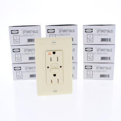 10 Hubbell 15A Almond Iso Ground Self-Test Gfci Weather Tamper Resistant Outlets