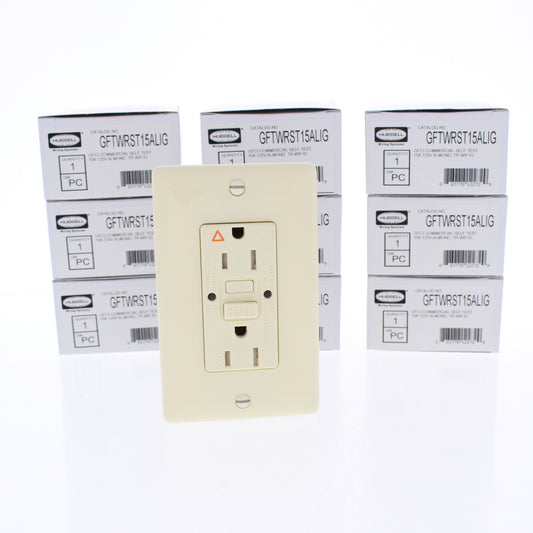 10 Hubbell 15A Almond Iso Ground Self-Test Gfci Weather Tamper Resistant Outlets