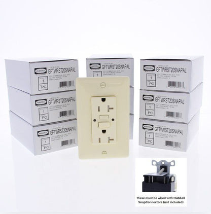 Hubbell GFTWRST20SNAPAL 20A SnapConnect Tamper Weather Outlets Almond 10-Pack