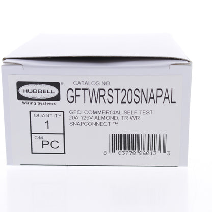 Hubbell 20A SnapConnect Self-Testing Tamper Weather Resist Gfci Outlet Almond