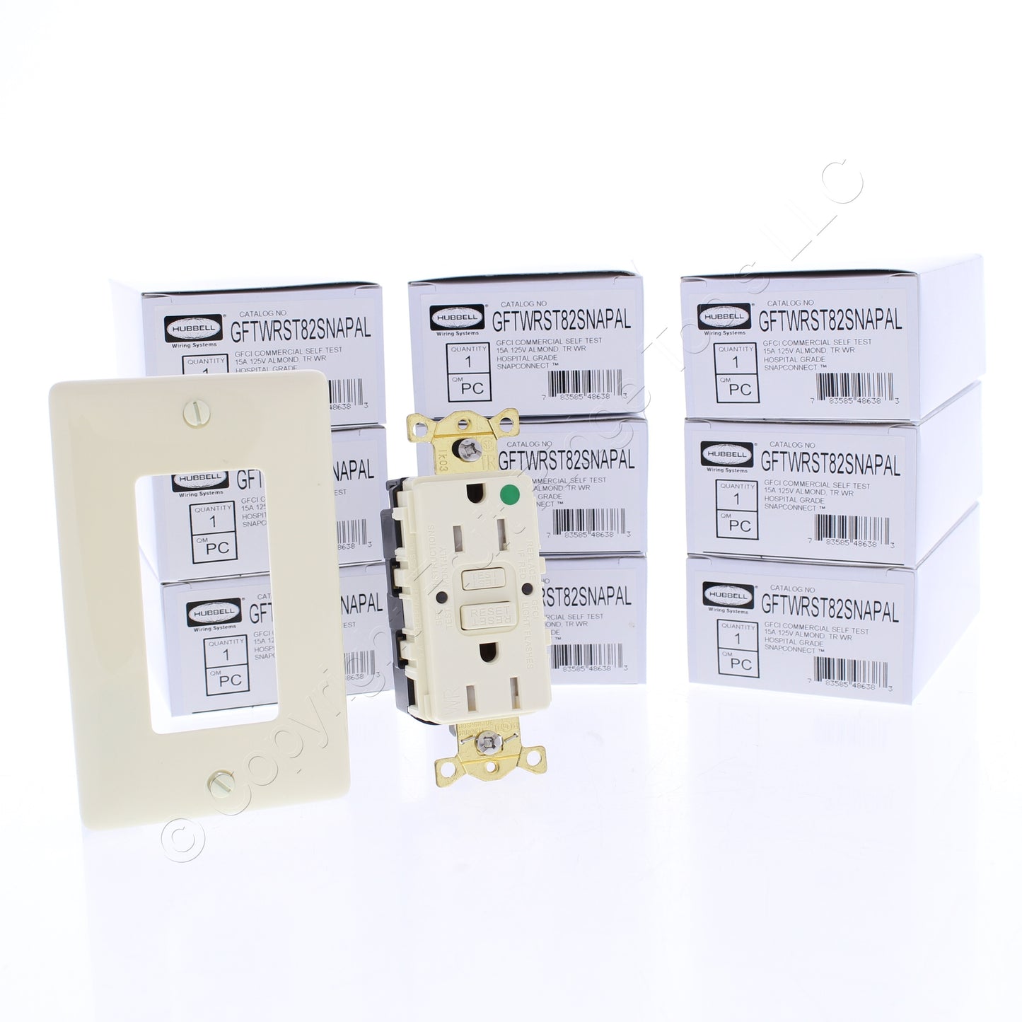 10 Hubbell 15A SnapConnect Self-Test Tamper Weather Hospital Gfci Outlets Almond