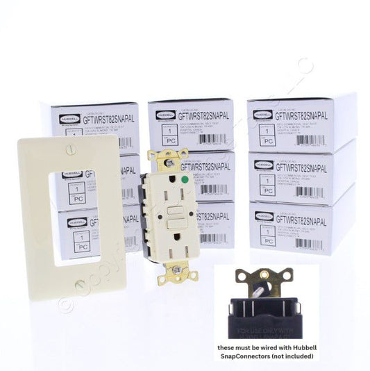 10 Hubbell 15A SnapConnect Self-Test Tamper Weather Hospital Gfci Outlets Almond