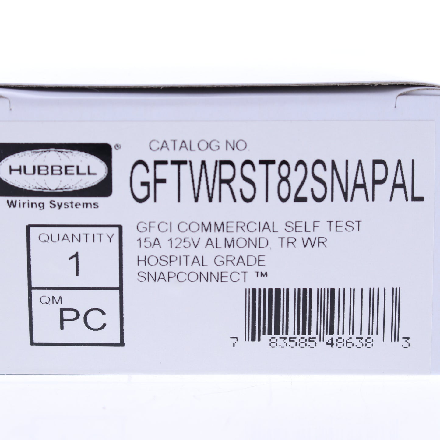 Hubbell 15A SnapConnect Self-Testing Tamper Weather Hospital Gfci Outlet Almond