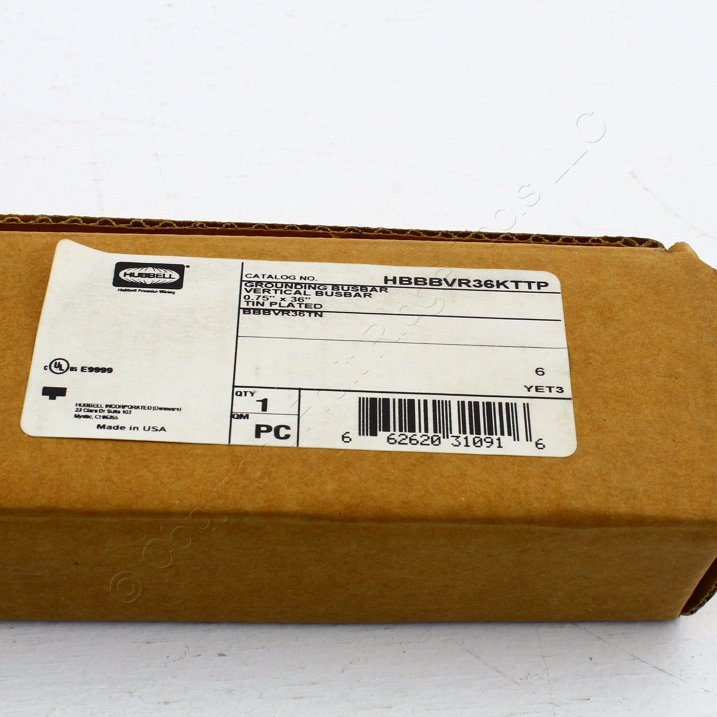 Hubbell Rack Mount Grounding Copper Busbar 3/4"x36" Tin Plated 8D HBBBVR36KTTP