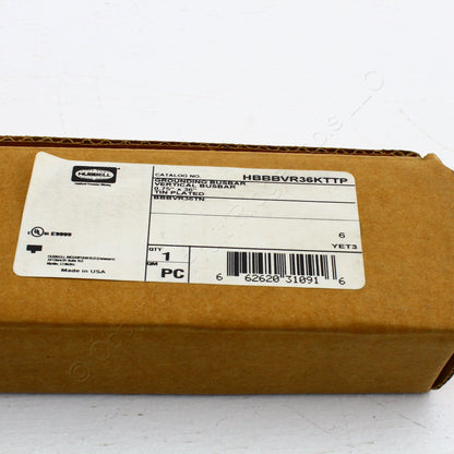 Hubbell Rack Mount Grounding Copper Busbar 3/4"x36" Tin Plated 8D HBBBVR36KTTP