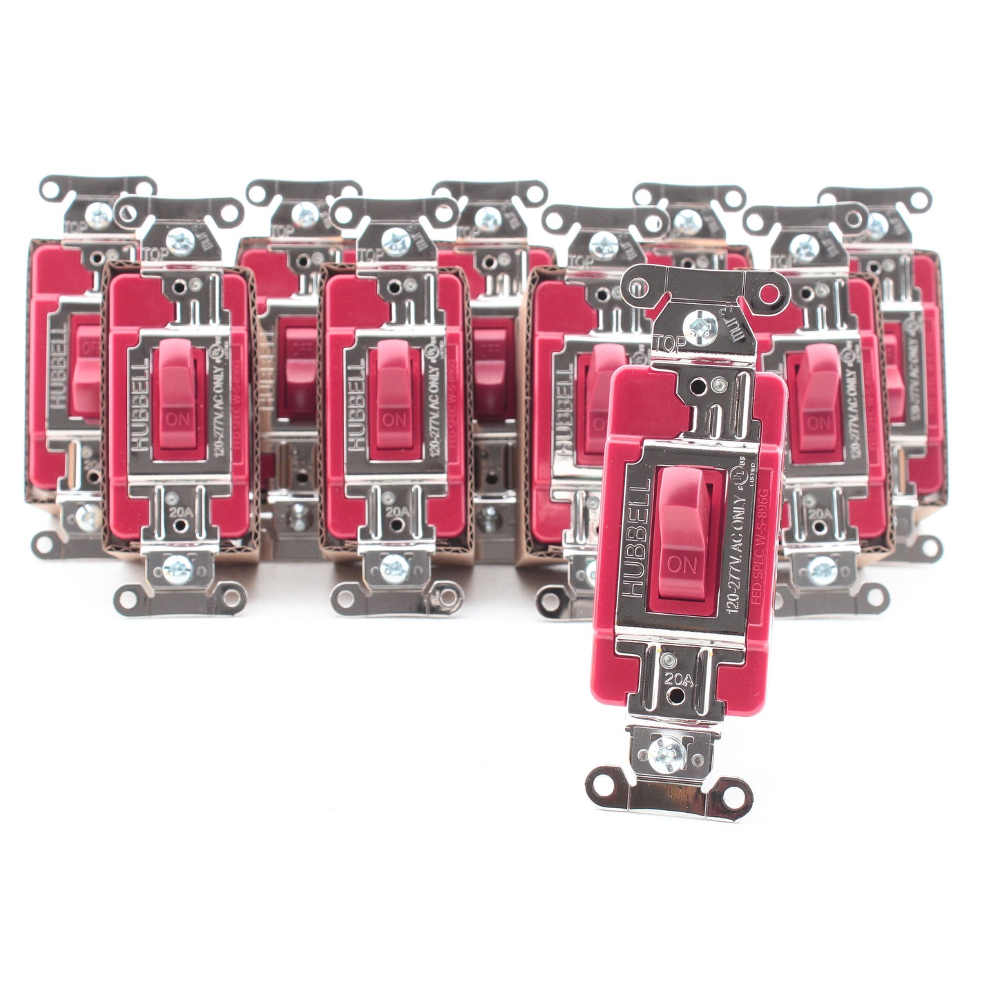 Hubbell Red HBL1211STR 20A Single Pole Toggle Light Switches EdgeConnect� 10pcs
