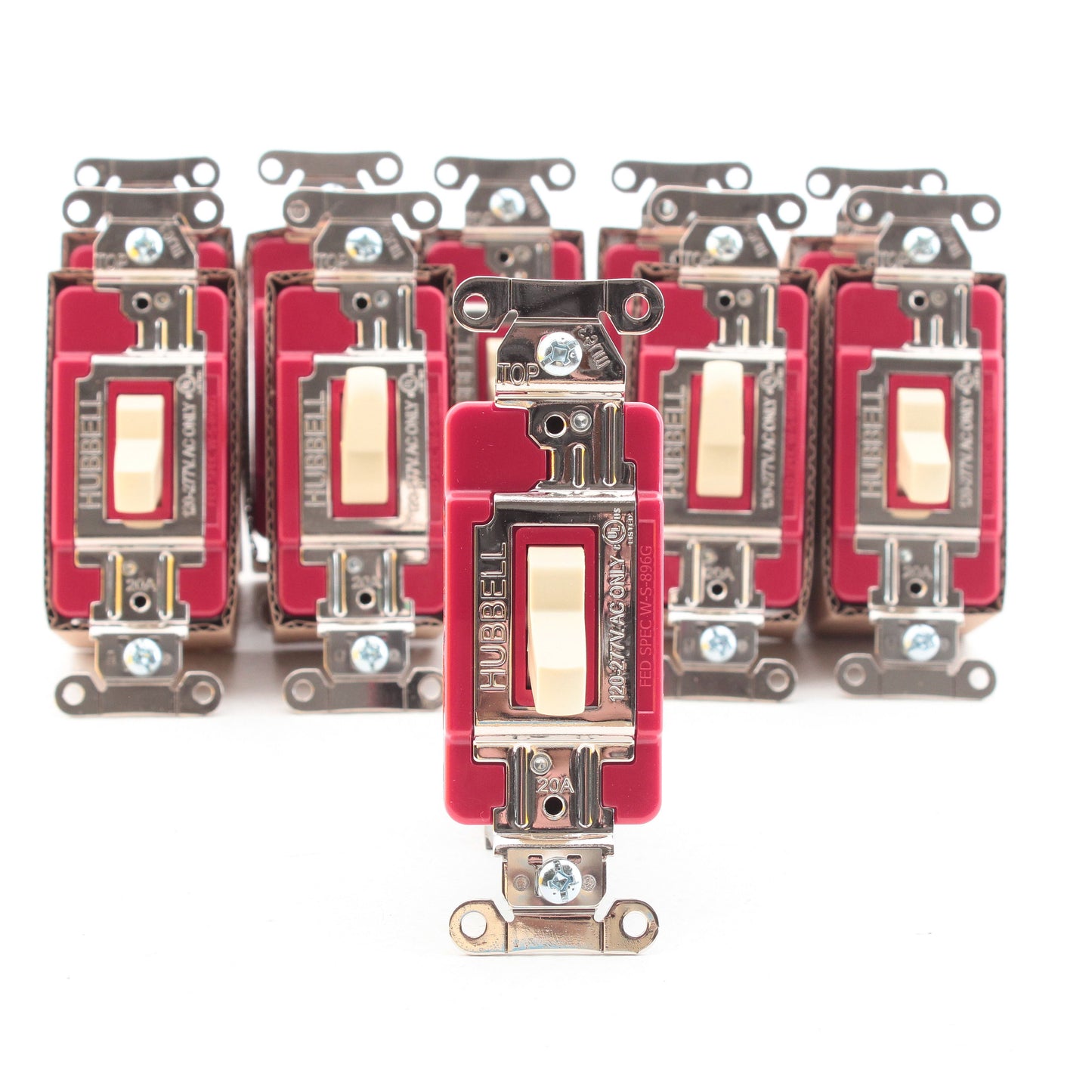 Hubbell Ivory HBL1223STI 20A 3-Way Toggle Light Switches EdgeConnect� 10-pack