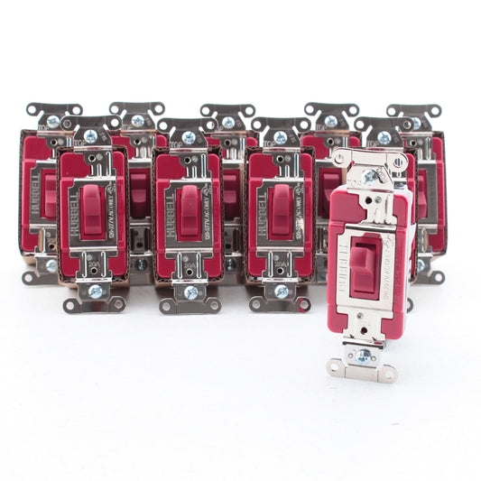 Hubbell EdgeConnect� HBL1223STR Red 20A 3-Way Toggle Light Switches 10-pack