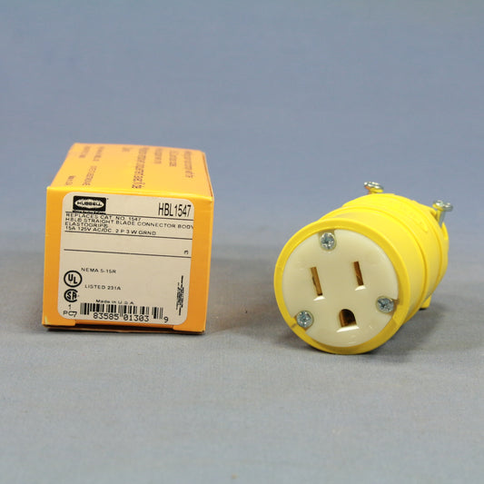 Hubbell Industrial Dust Tight Straight Blade Connector 15A NEMA 5-15R HBL1547