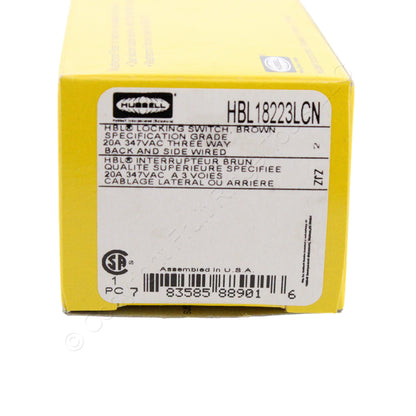 Hubbell HBL18223LCN Brown Industrial 3-Way Locking Wall Light Switch 20A 347V