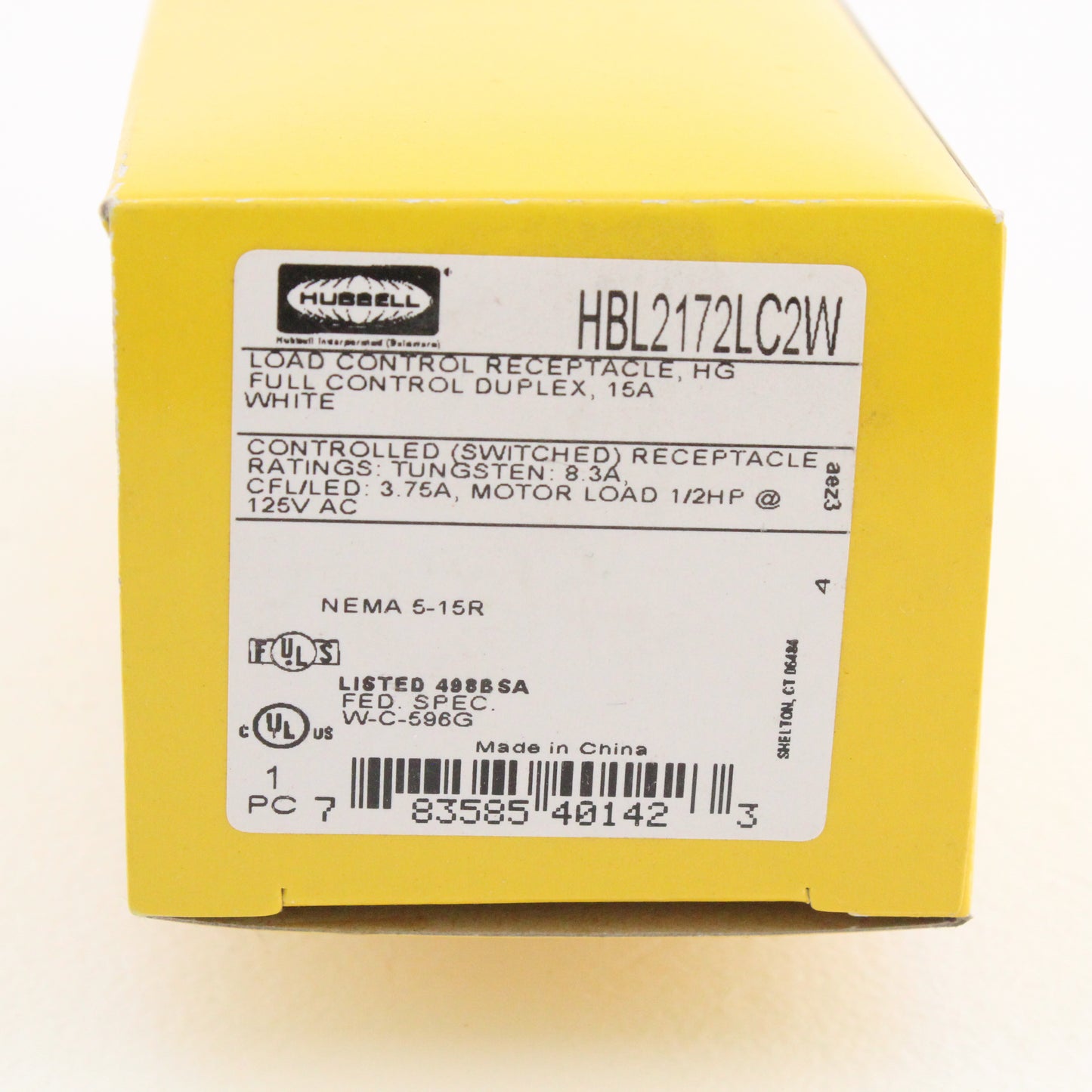 Hubbell White Hospital GR TR 2/2 Controlled Switched Receptacle 15A HBL2172LC2W