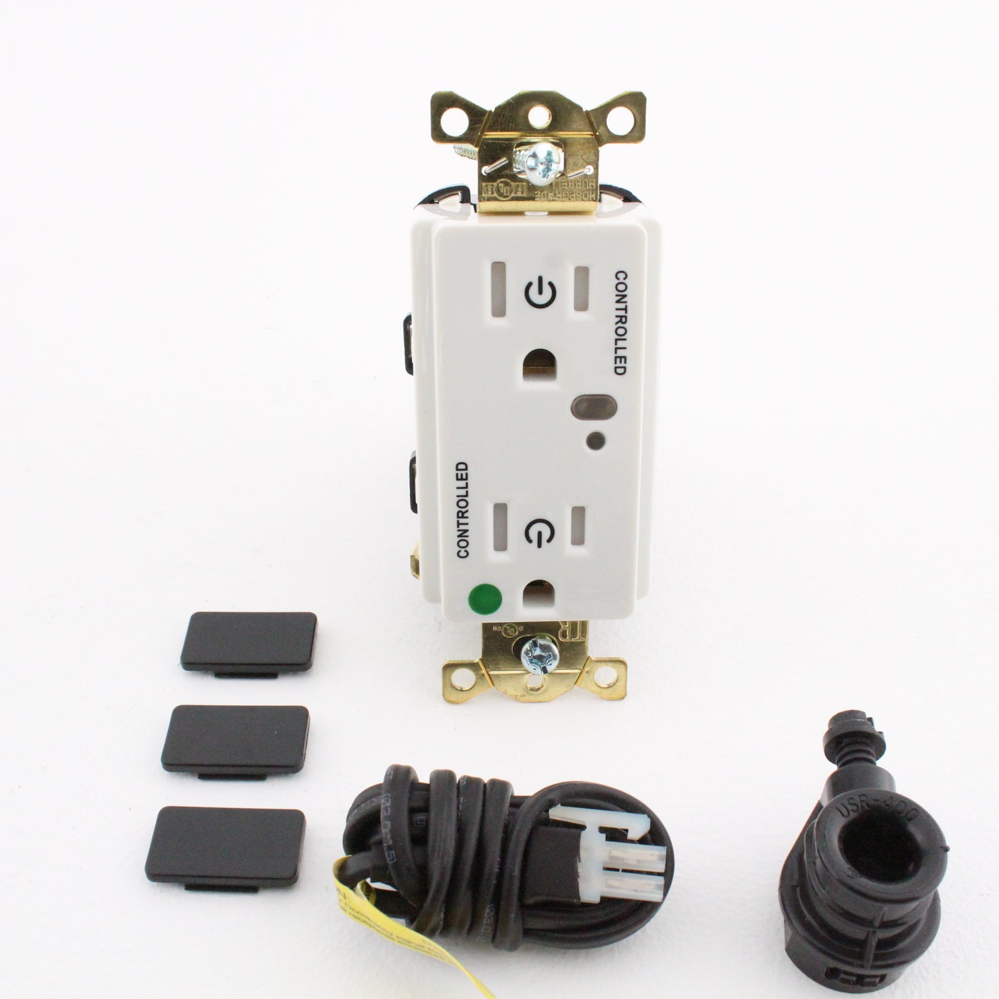 Hubbell White Hospital GR TR 2/2 Controlled Switched Receptacle 15A HBL2172LC2W