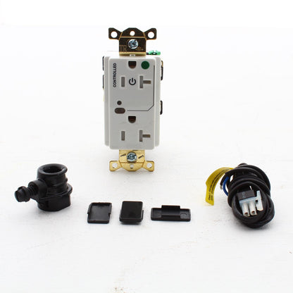 Hubbell White Hospital GR TR 1/2 Controlled Switched Receptacle 20A HBL2182LC1W