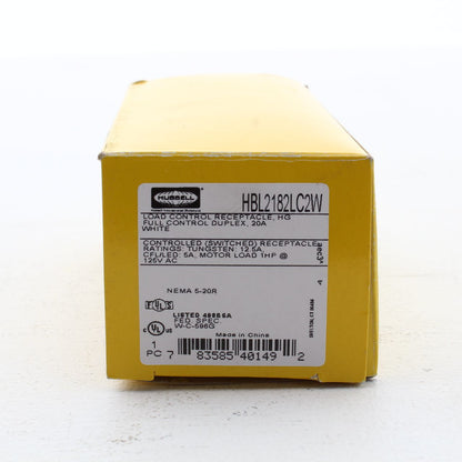 Hubbell White Hospital GR TR 2/2 Controlled Switched Receptacle 20A HBL2182LC2W