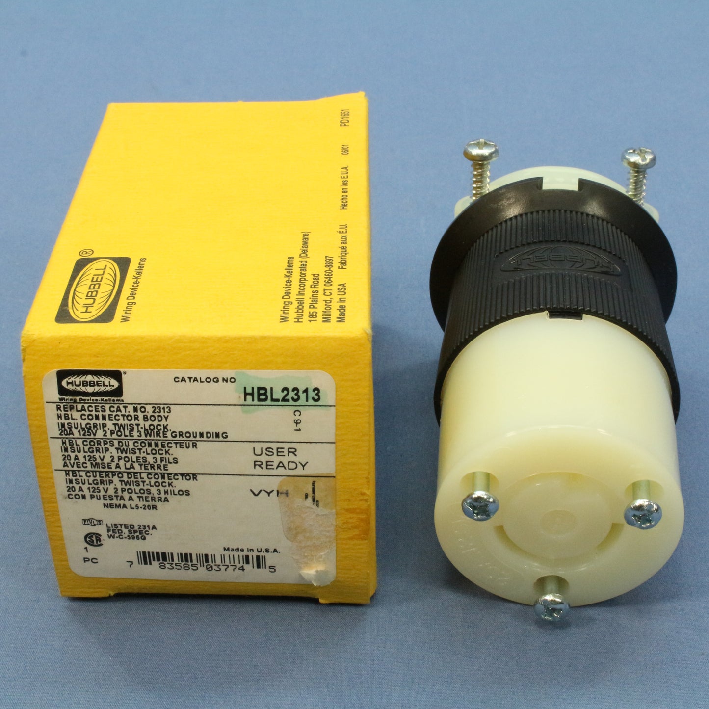 Hubbell Twist Turn Locking Connector Insulgrip NEMA L5-20R 20A 125V HBL2313