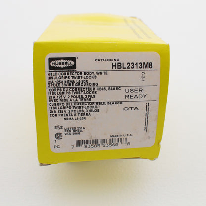 Hubbell ALL White Twist Turn Locking Connector Insulgrip L5-20R 20A 125V HBL2313