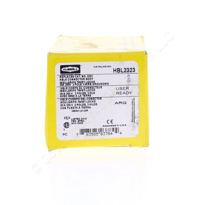 Hubbell Bryant L6-20 Locking Connector Plug Twist Lock NEMA L6-20R 20A 250V 2323