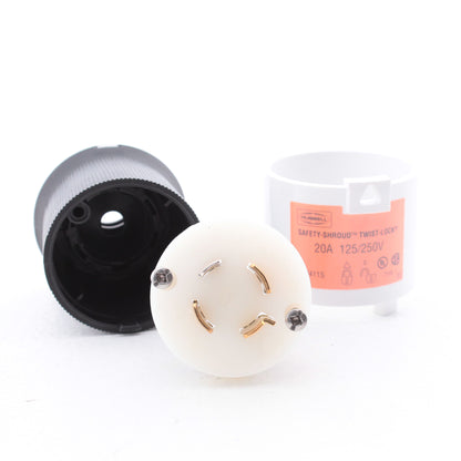 Hubbell HBL2411S 20A Twist Turn Locking Plug w/ Safety Shroud L14-20P 125/250V