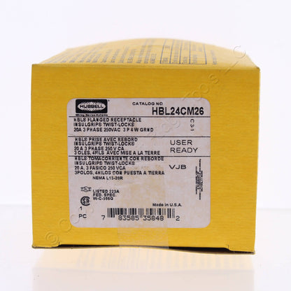 Hubbell HBL24CM26 Corrosion Resistant Locking Flanged Outlet L15-20R 20A 250V 3?