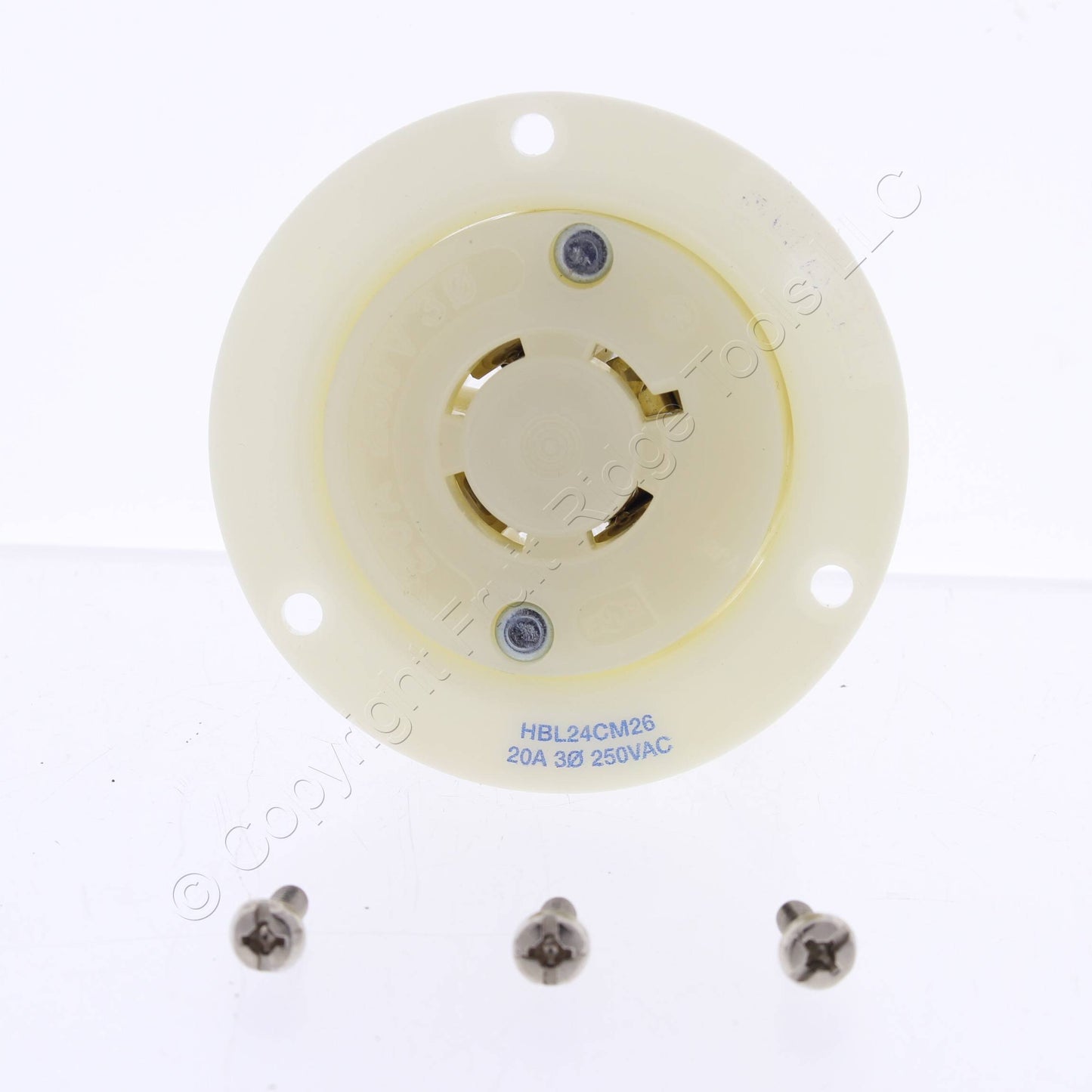 Hubbell HBL24CM26 Corrosion Resistant Locking Flanged Outlet L15-20R 20A 250V 3?