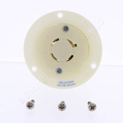 Hubbell HBL24CM26 Corrosion Resistant Locking Flanged Outlet L15-20R 20A 250V 3?
