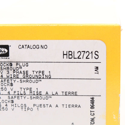 Hubbell HBL2721S Twist-Lock Connector Plug w/ Safety Shroud L15-30P 30A 250V