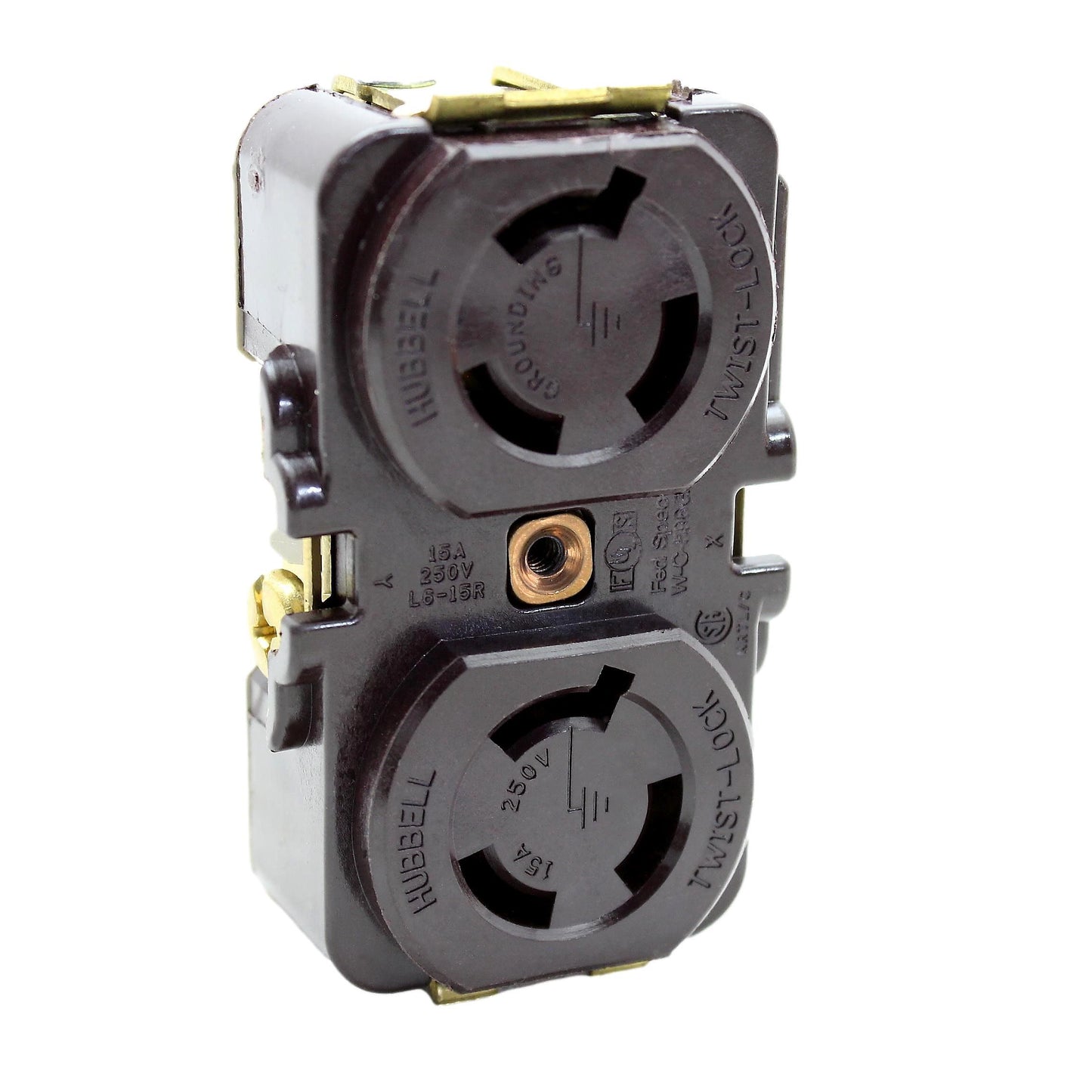 Hubbell HBL4550XSM2 Twist Locking Duplex Receptacle Outlet NEMA L6-15R 15A 250V