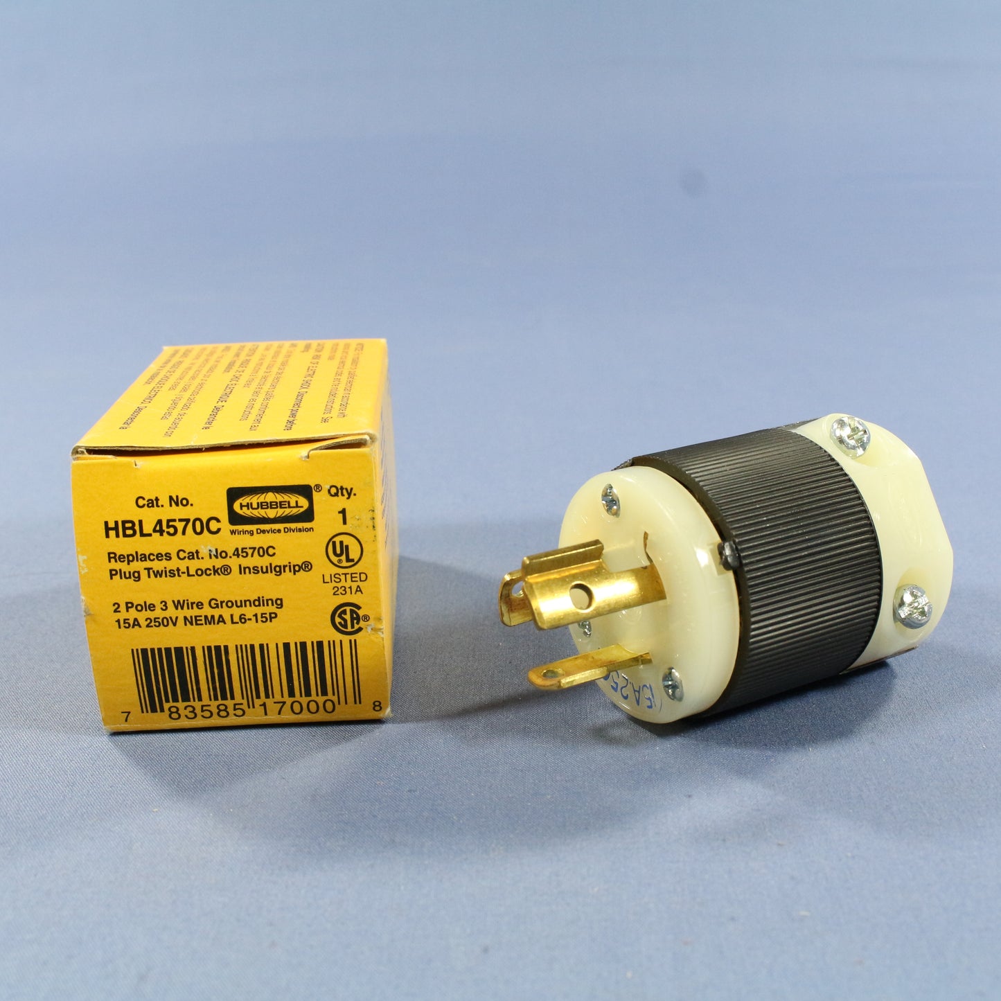 Hubbell Bryant Insulgrip Locking Plug Twist Lock NEMA L6-15P 15A 250V HBL4570C