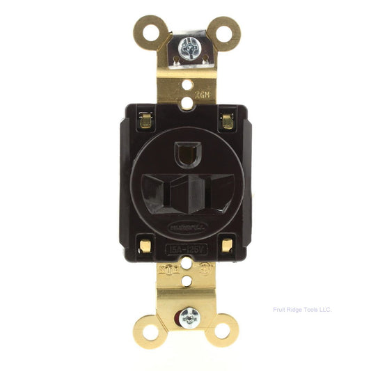 Hubbell Bryant Brown Industrial Single Outlet Receptacle 15A 125V 5-15R HBL5261