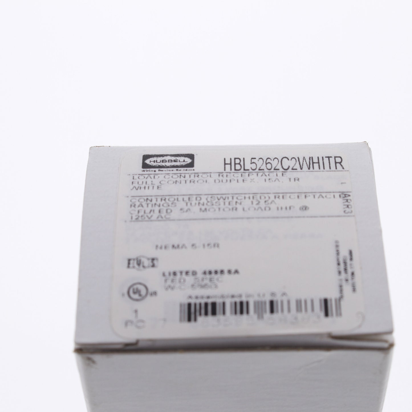 Hubbell White Industrial Tamper Receptacle 2/2 Controlled 15A HBL5262C2WHITR