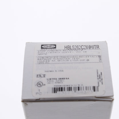 Hubbell White Industrial Tamper Receptacle 2/2 Controlled 15A HBL5262C2WHITR