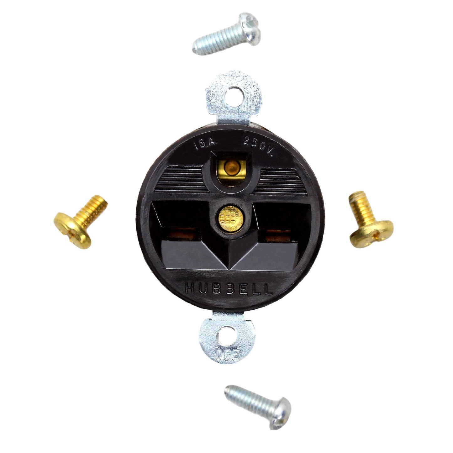 Hubbell Straight Blade Short Strap Receptacle Outlet 15A 250V Nema 6-15R HBL5658
