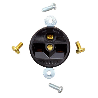 Hubbell Straight Blade Short Strap Receptacle Outlet 15A 250V Nema 6-15R HBL5658