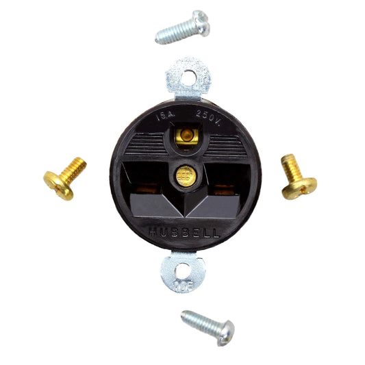 Hubbell Straight Blade Short Strap Receptacle Outlet 15A 250V Nema 6-15R HBL5658