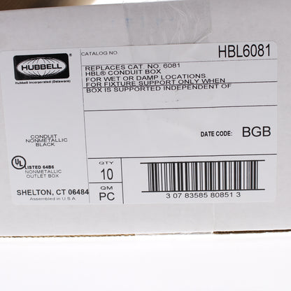 10 Hubbell Marine 4" Round Black Non-Metallic DockSide Junction Boxes HBL6081