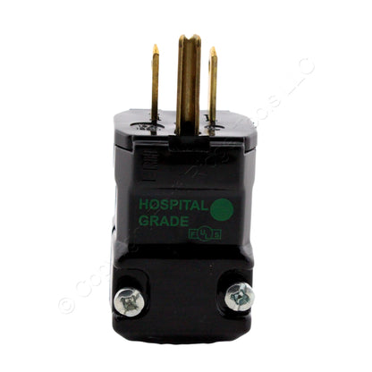 Hubbell 8115VBK Black Hospital Grade Straight Blade Plug Valise 5-15R 15A 125V