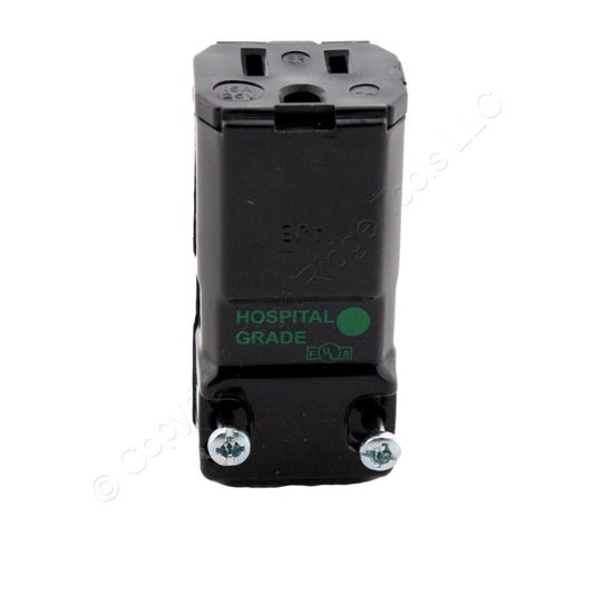 Hubbell Black Hospital Grade Connector "Universal Studios" 15A 125V HBL8119VBK