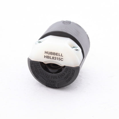 Hubbell HBL8315C 20A 5-20P Hospital Connector Plug Straight Blade Black White