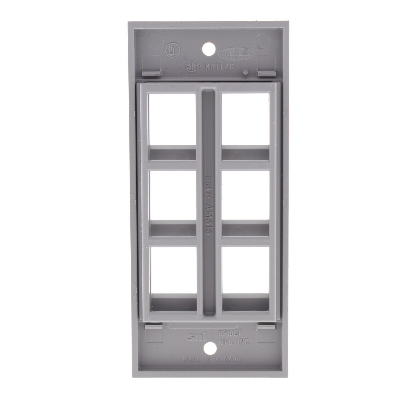 Hubbell Gray AMP 6-Port Faceplate For Floor/Wall Boxes Screw-Mount HBLAMP313SGY