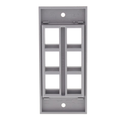 Hubbell Gray AMP 6-Port Faceplate For Floor/Wall Boxes Screw-Mount HBLAMP313SGY