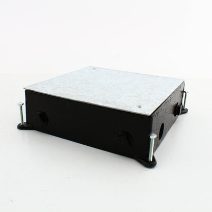 Hubbell HBLCFB401CB 4-Gang Shallow Cast Iron Concrete Floor Box 25.5 cu in.