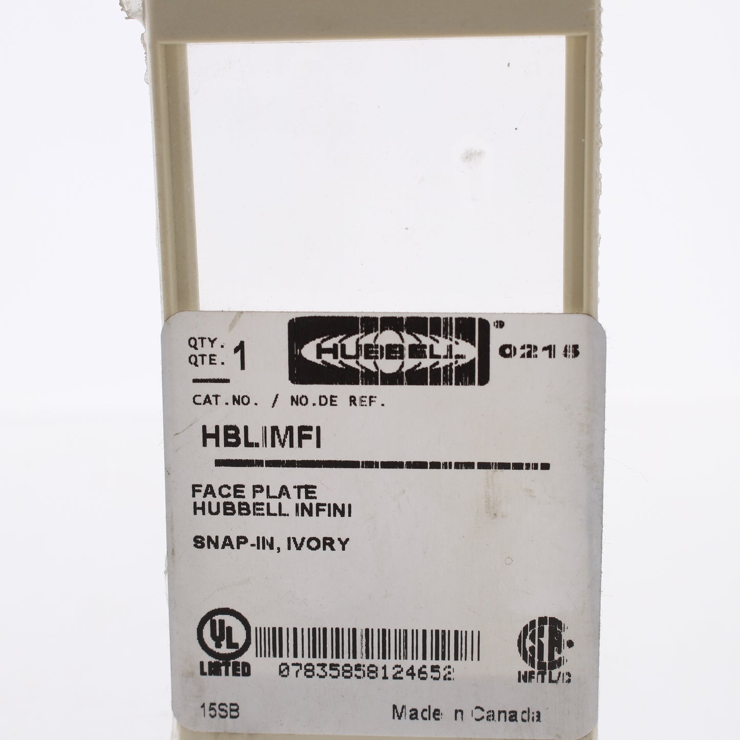 Hubbell HBLIMFI Ivory 1-Gang iStation Wallplate Snap-In Infini Faceplate 2-pack