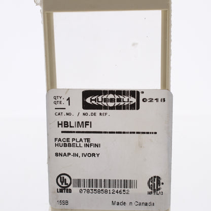 Hubbell HBLIMFI Ivory 1-Gang iStation Wallplate Snap-In Infini Faceplate 2-pack