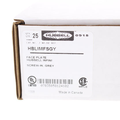 Hubbell HBLIMFSGY Gray 1-Gang 3-Unit, iStation PVC Rigid Custom Wallplate 25pcs