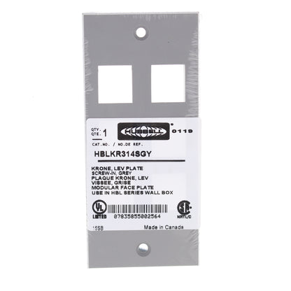 Hubbell HBLKR314SGY Gray 1-Gang MultiConnect Face Plate for Krone Screw Mount