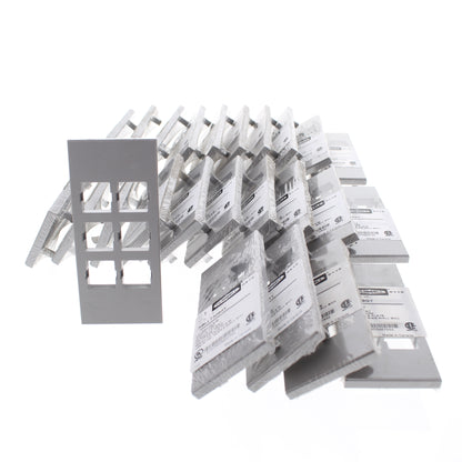 Hubbell HBLLT309GY Gray 1-Gang 6-Port, Lucent PVC Rigid Custom Wallplate 25pcs